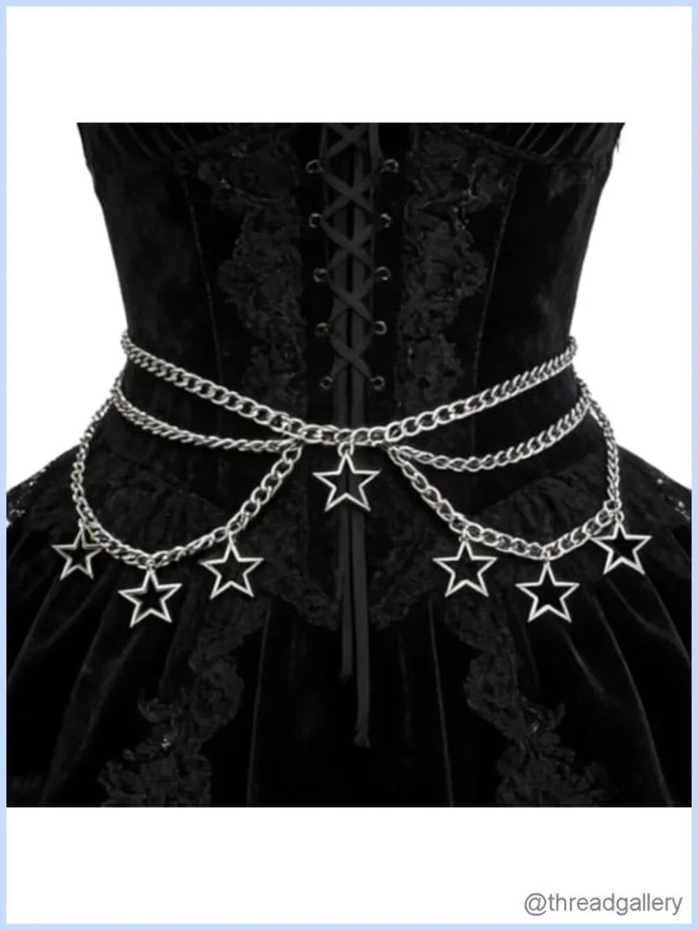 Silver Star Waist Chain Belt Adjustable Body Jewelry Punk Y2K